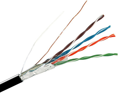 Кабель Кабель витая пара F/UTP, CAT 5e, PE, 4PR, 24AWG, OUTDOOR, SOLID, черный, 305м PROconnect 