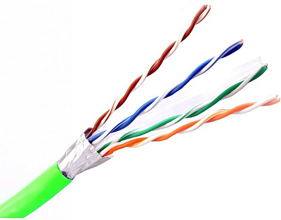 Кабель Кабель витая пара F/UTP, CAT 5e, нг(А)-LSLTx, 4х2х0,52мм, 24AWG, INDOOR, SOLID, зеленый, 305м REXANT 